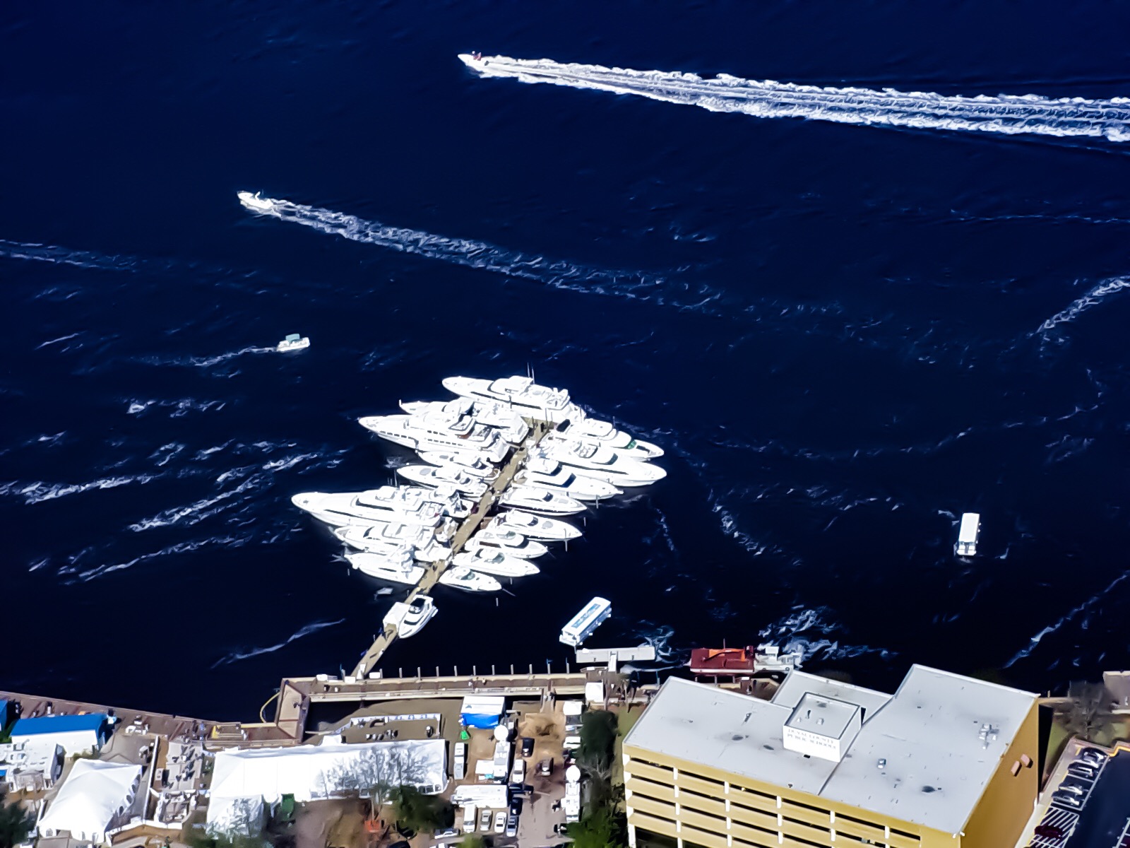 Super Bowl XXXLX - Aerial Shot of floating dock in rough water - Allsports Productions