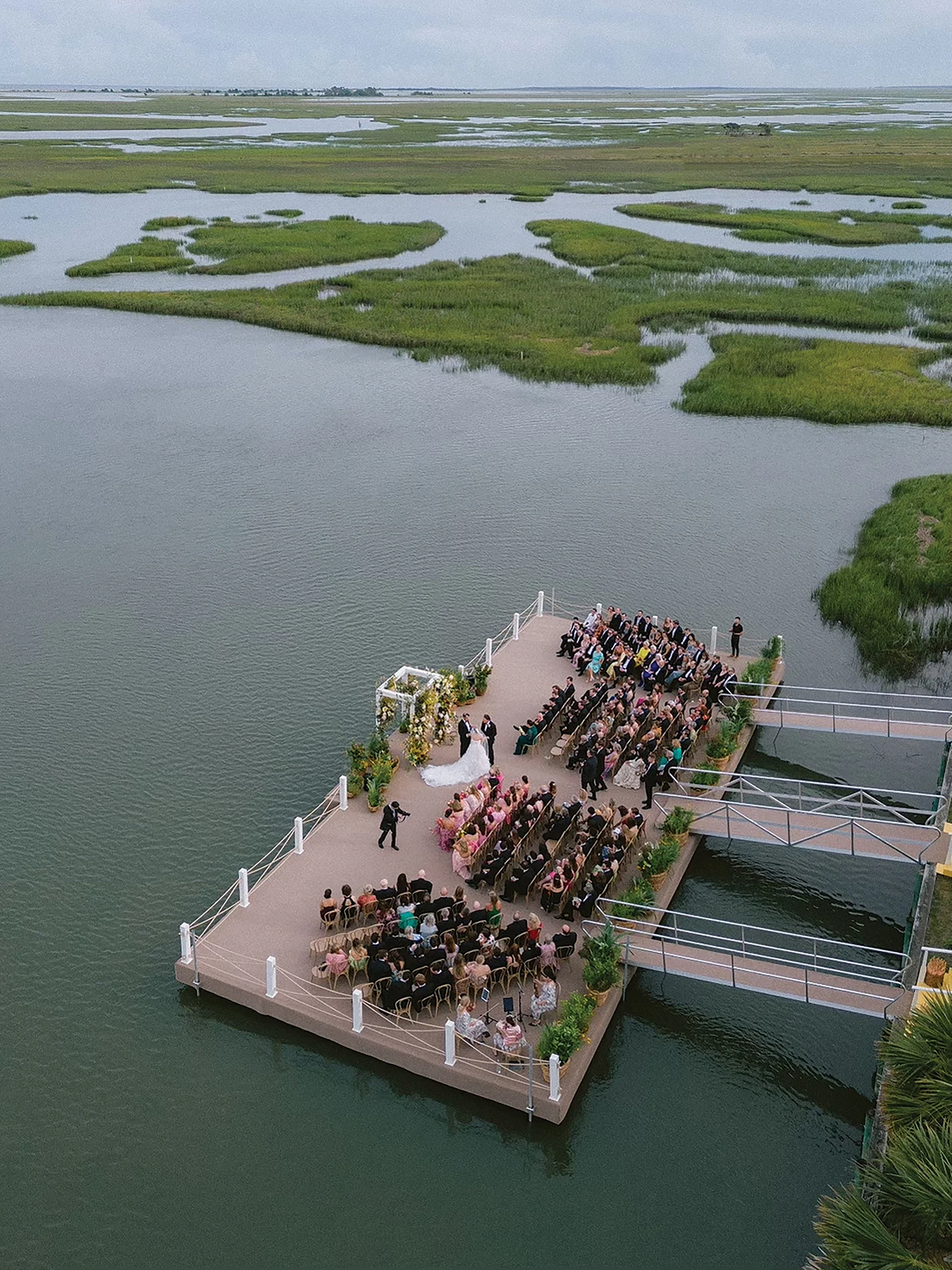 Aerial view of Floating Dock for Wedding Ceremony